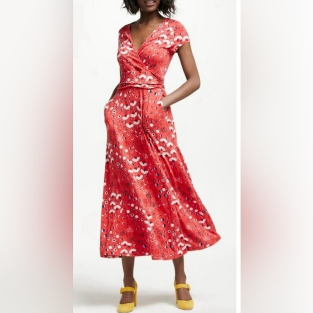 NWT Boden Lily jersey red pop peony meadow dress